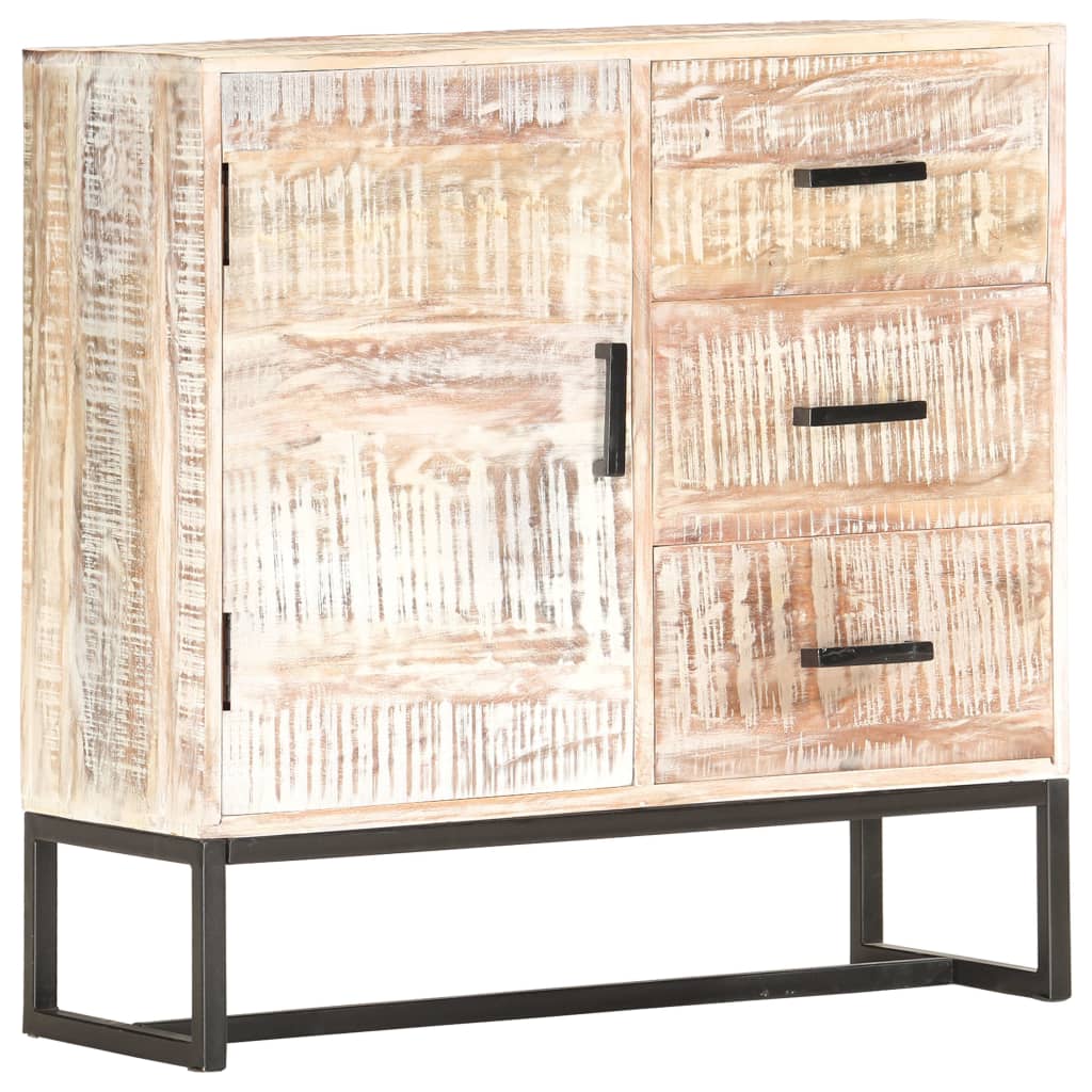 Sideboard White 28.7&quot;X11.8&quot;X29.5&quot; Solid Acacia Wood