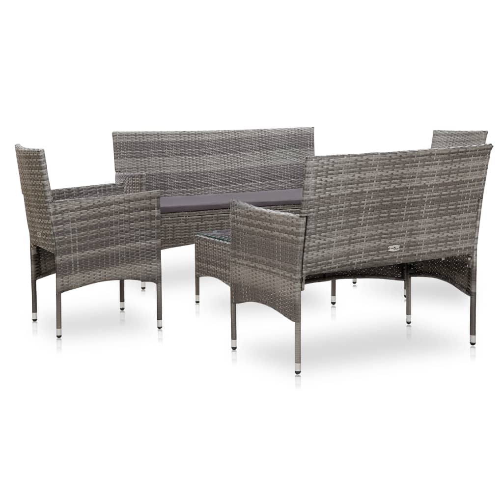 5 Piece Patio Lounge Set With Cushions Poly Rattan