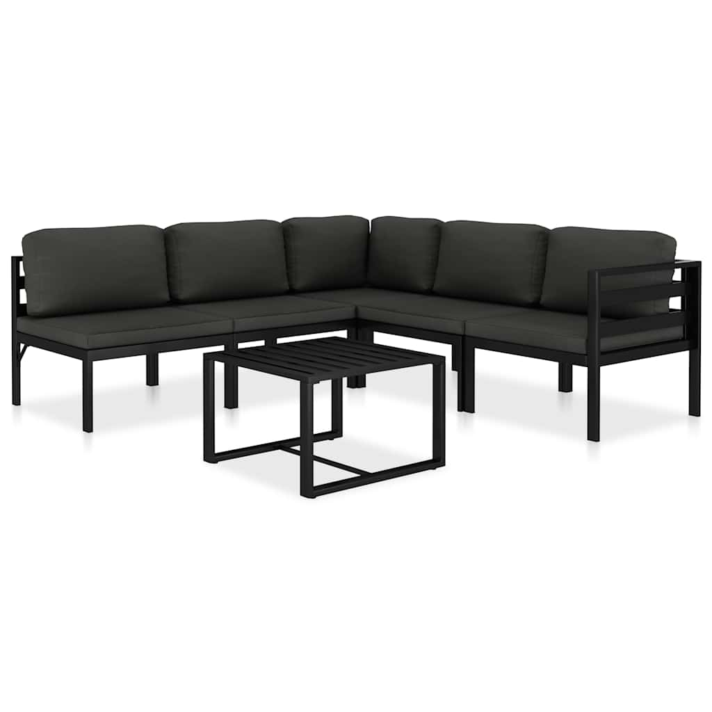 6 Piece Patio Lounge Set With Cushions Aluminum Anthracite