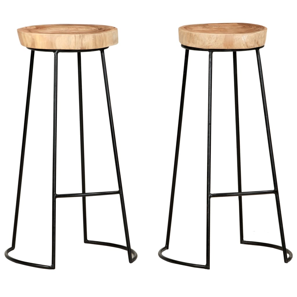 Bar Stools 2 Pcs Solid Acacia Wood