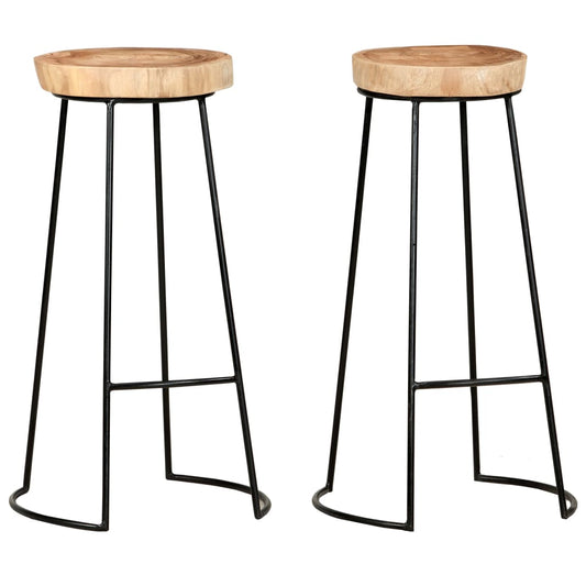 Bar Stools 2 Pcs Solid Acacia Wood