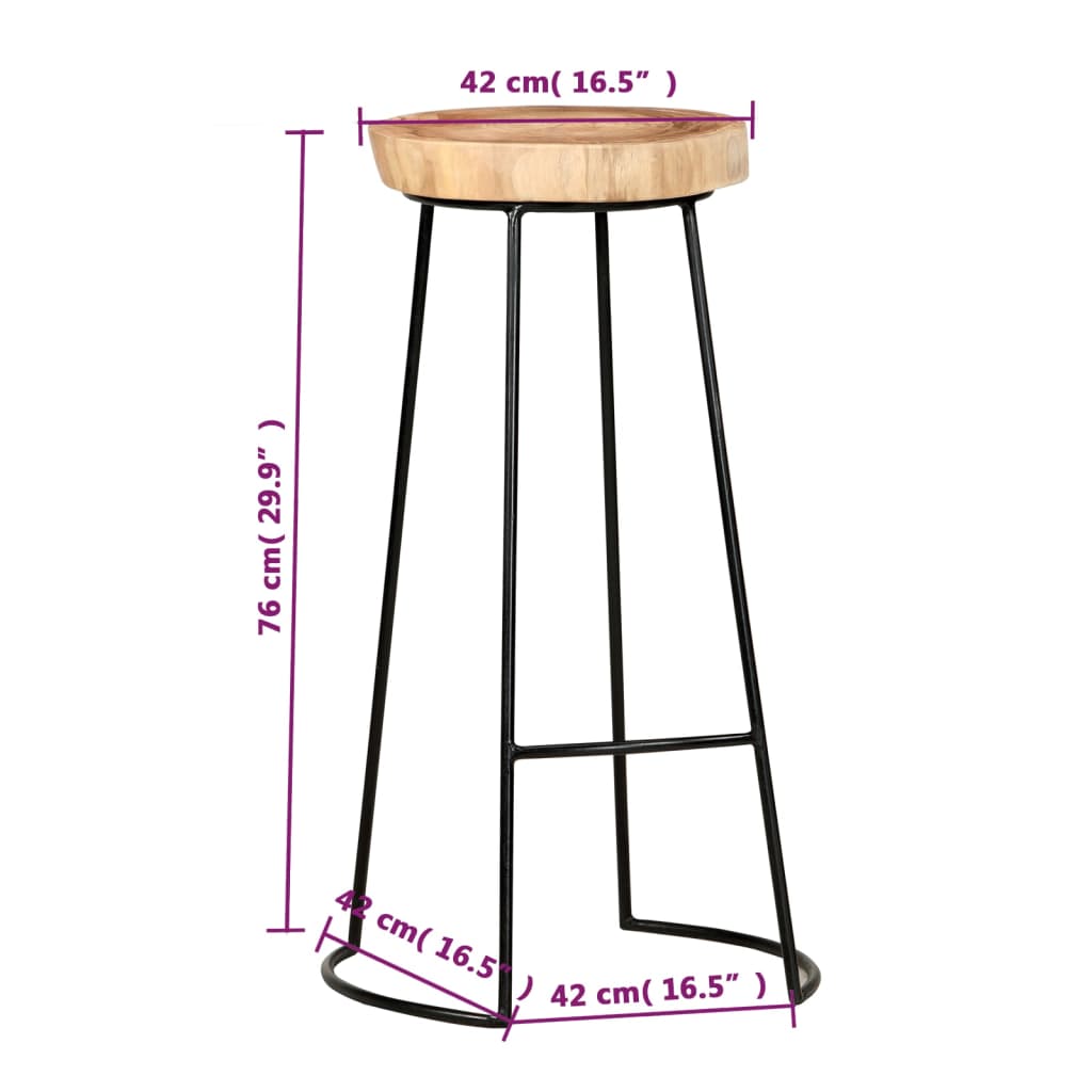 Bar Stools 2 Pcs Solid Acacia Wood