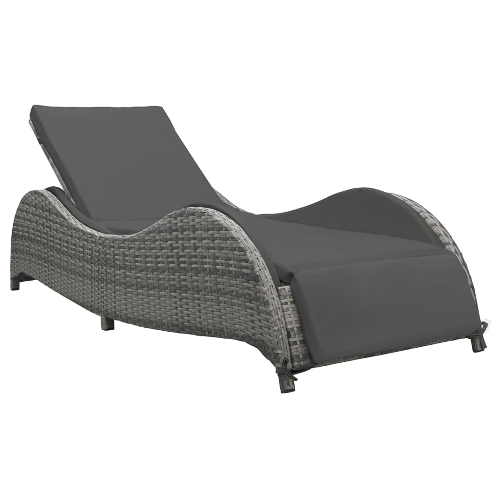 Sun Lounger With Cushion Poly Rattan Anthracite