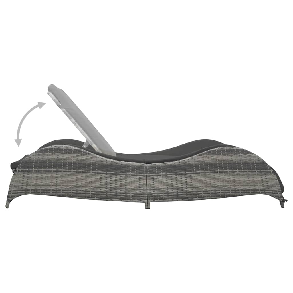 Sun Lounger With Cushion Poly Rattan Anthracite