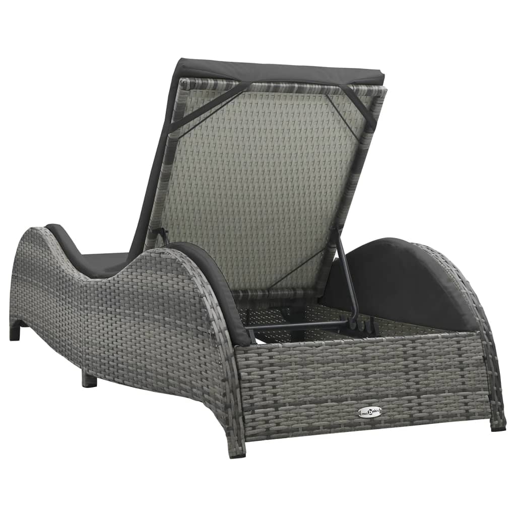 Sun Lounger With Cushion Poly Rattan Anthracite