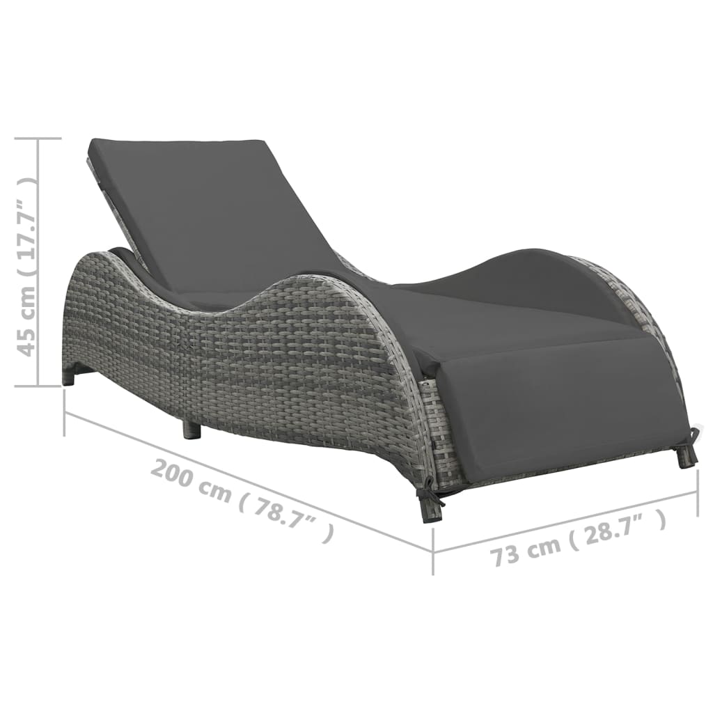 Sun Lounger With Cushion Poly Rattan Anthracite