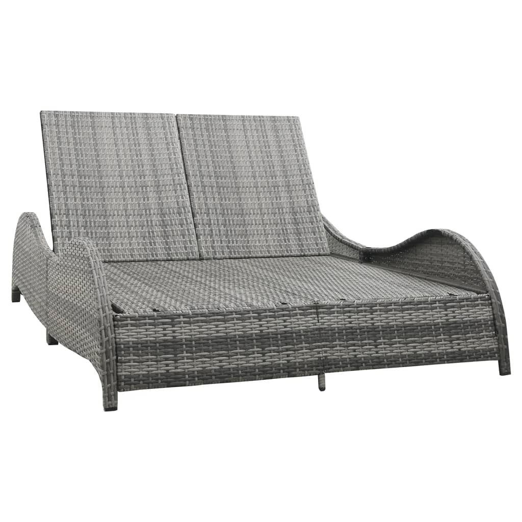 Sun Lounger With Cushion Poly Rattan Anthracite