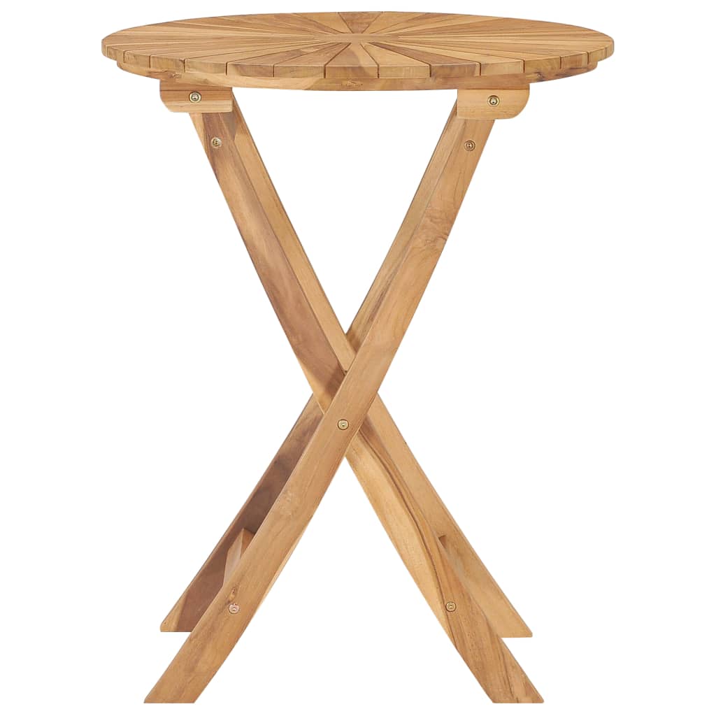 Folding Patio Table Ø 23.6&quot; Solid Teak Wood