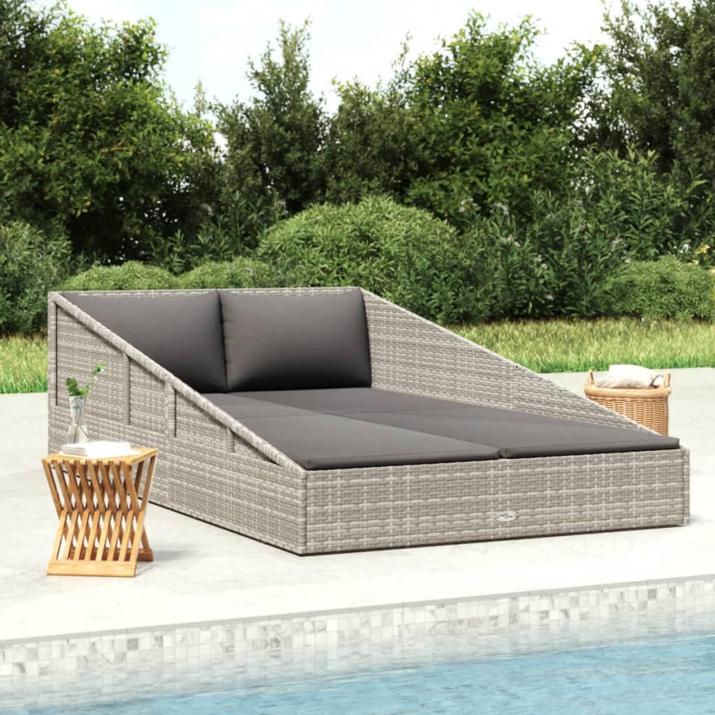 Patio Bed Gray 43.3&quot;X78.7&quot; Poly Rattan