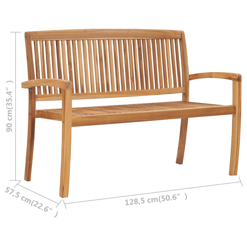 2-Seater Stacking Patio Bench Solid Teak Wood