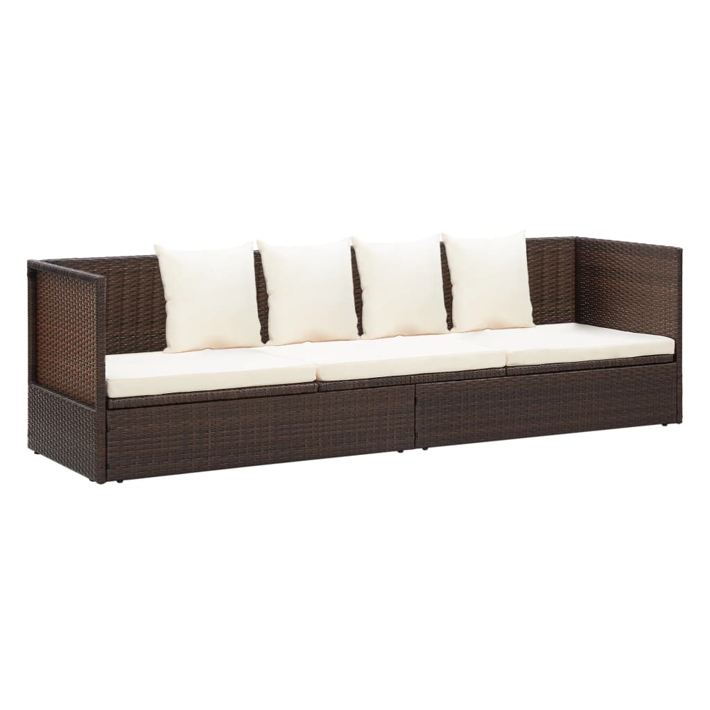 Patio Bed With Cushion & Pillows Poly Rattan