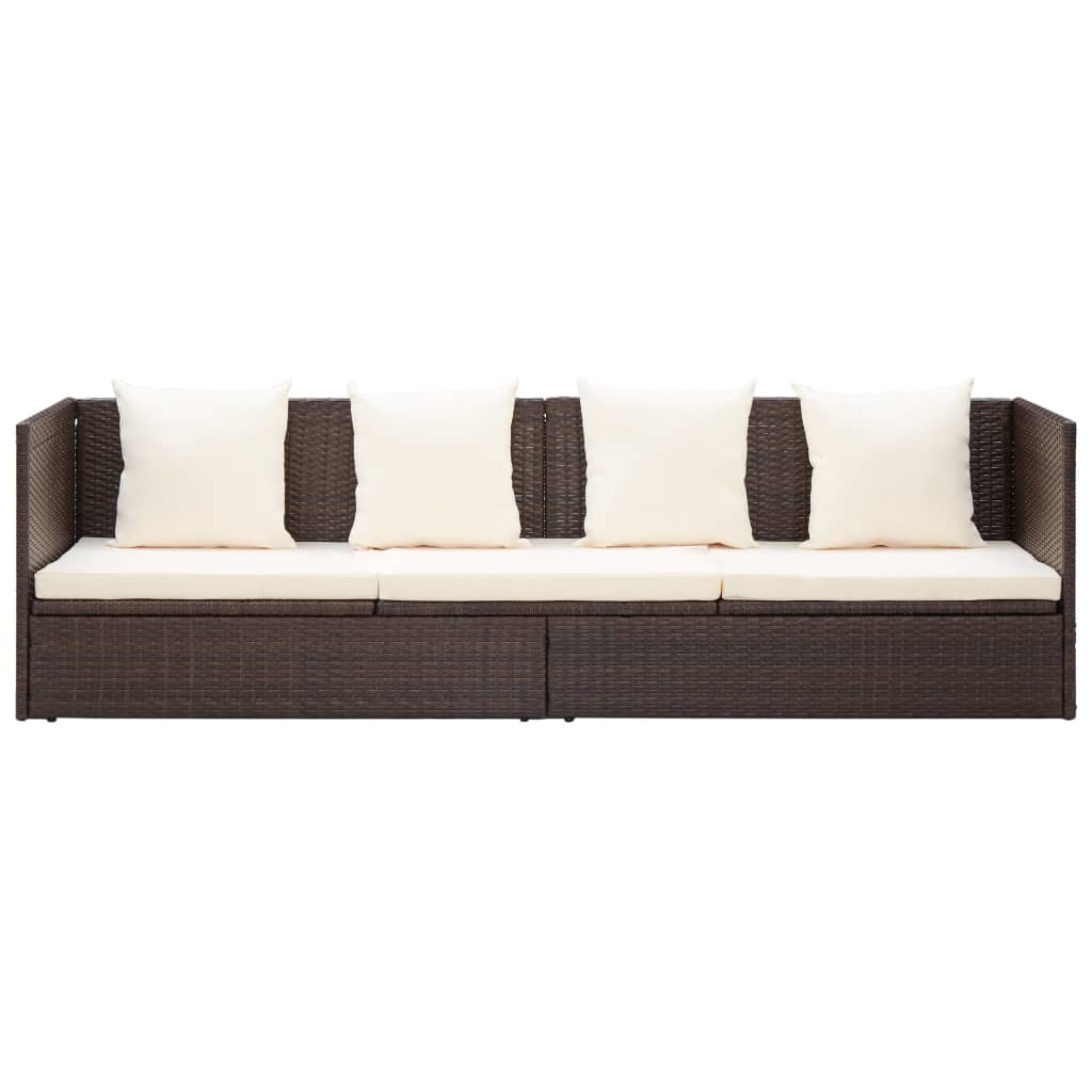 Patio Bed With Cushion & Pillows Poly Rattan