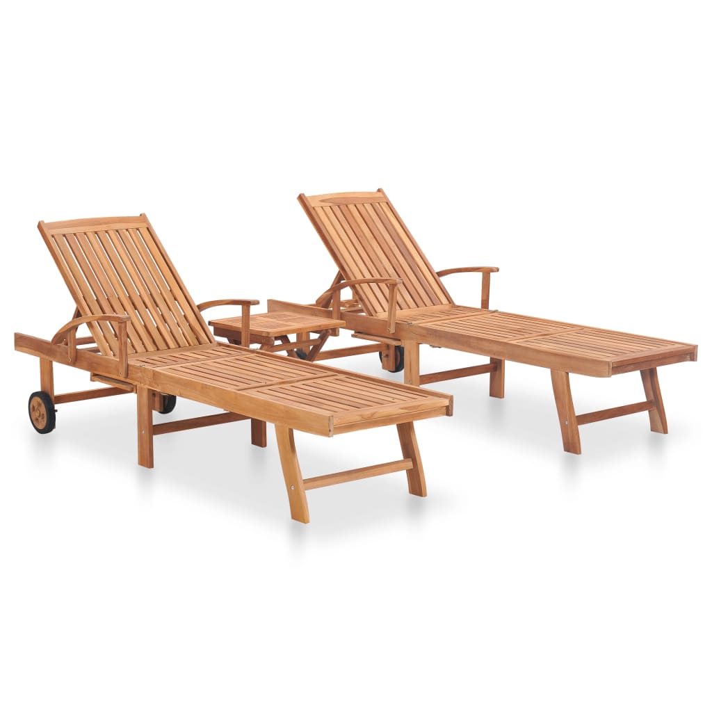 Sun Lounger Solid Teak Wood