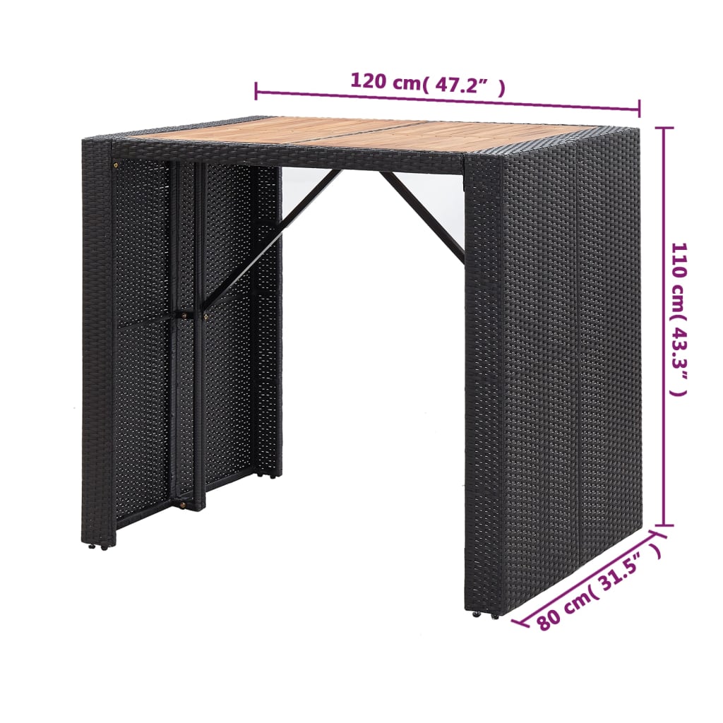 5 Piece Patio Bar Set Poly Rattan And Acacia Wood