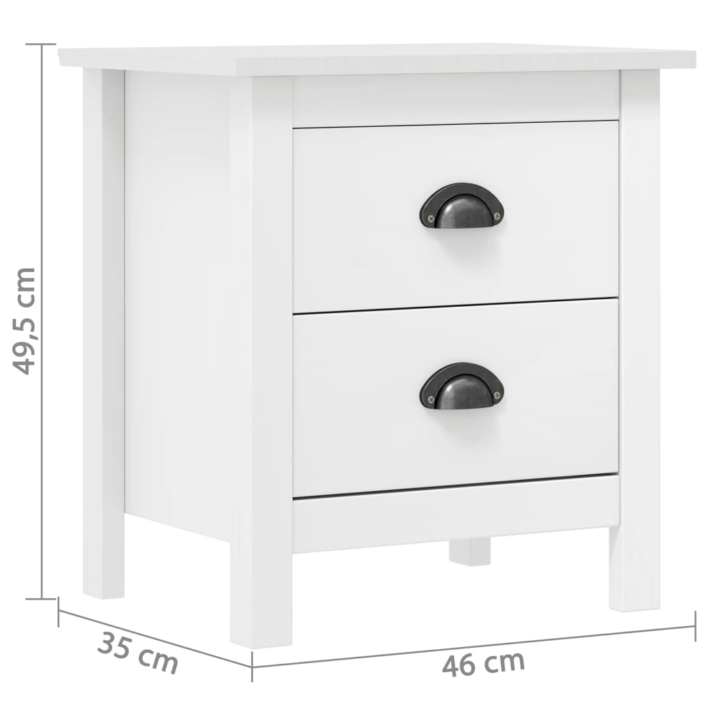 Bedside Cabinet Hill 2 Pcs 18.1&quot;X13.8&quot;X19.5&quot; Solid Pine Wood