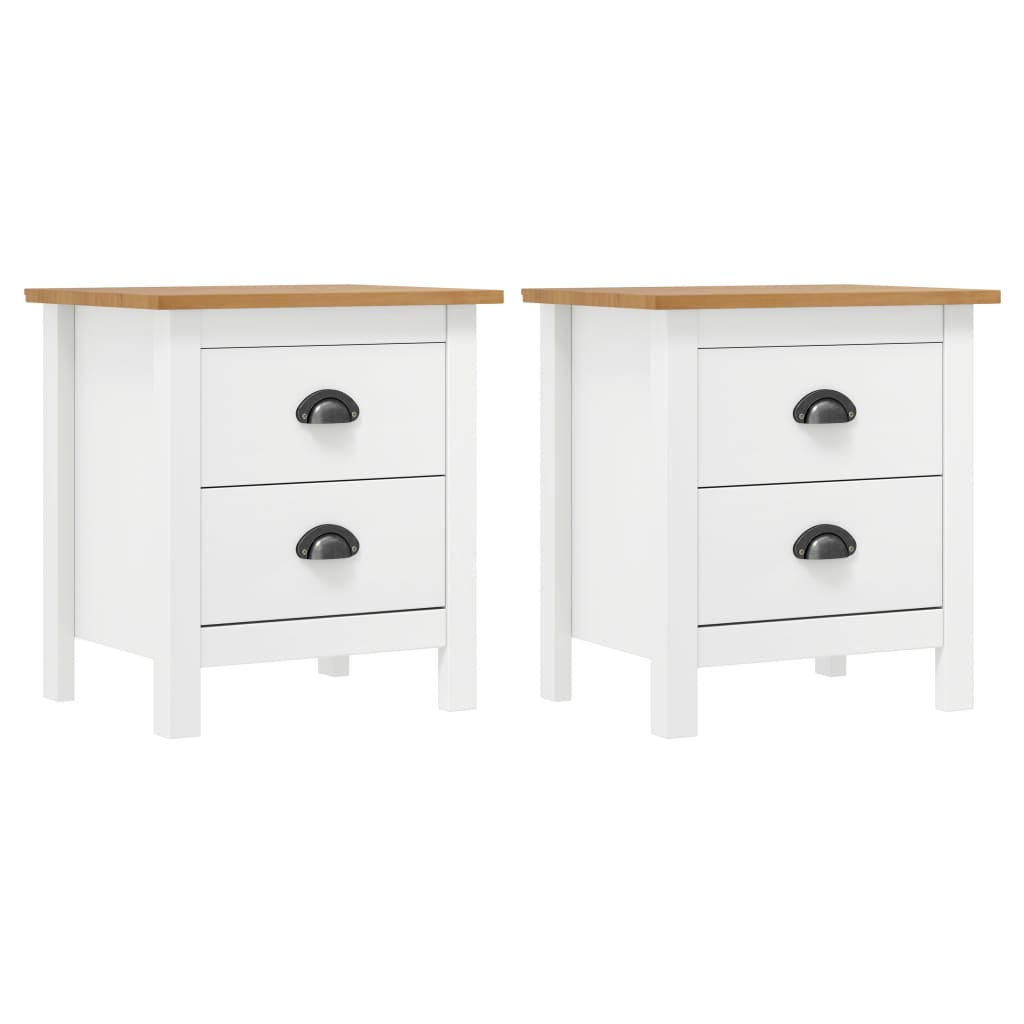 Bedside Cabinet Hill 2 Pcs 18.1&quot;X13.8&quot;X19.5&quot; Solid Pine Wood