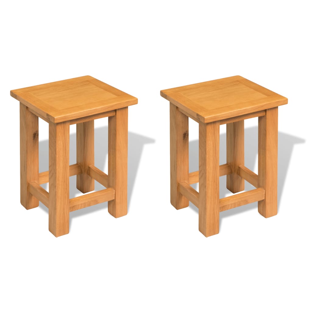 End Tables 2 Pcs 10.6&quot;X9.5&quot;X14.6&quot; Solid Oak Wood