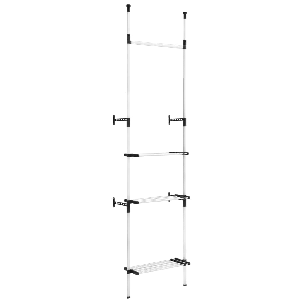 Telescopic Wardrobe System With Rods And Shelf Aluminum