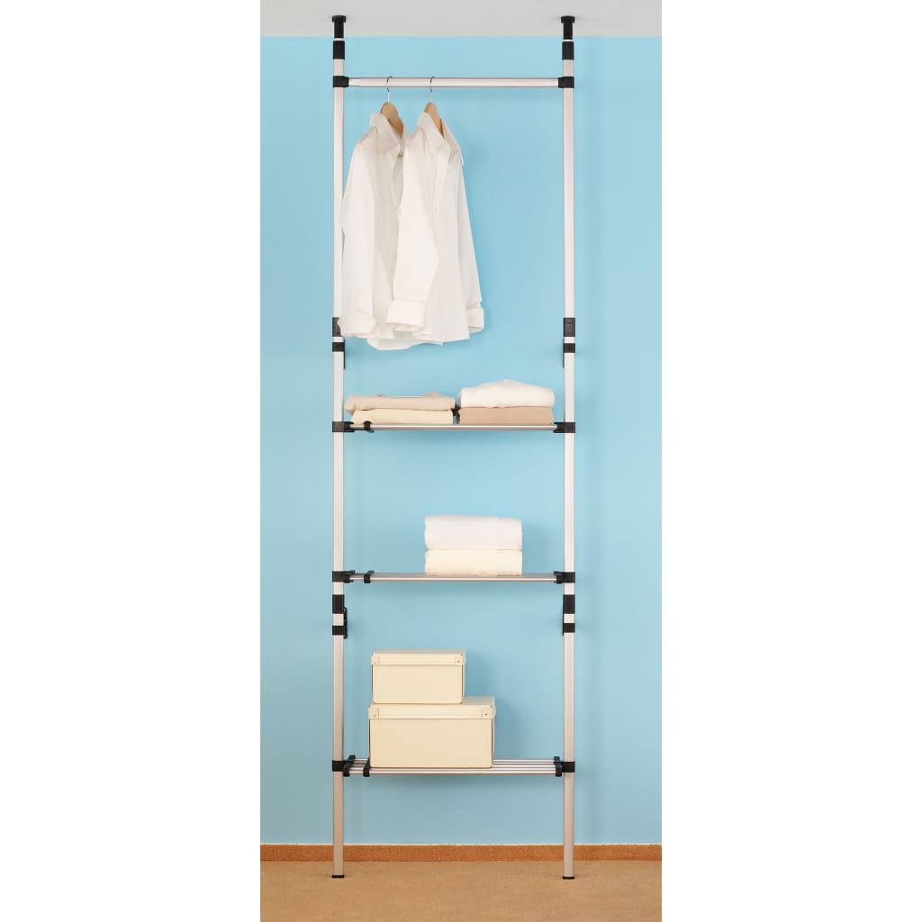 Telescopic Wardrobe System With Rods And Shelf Aluminum