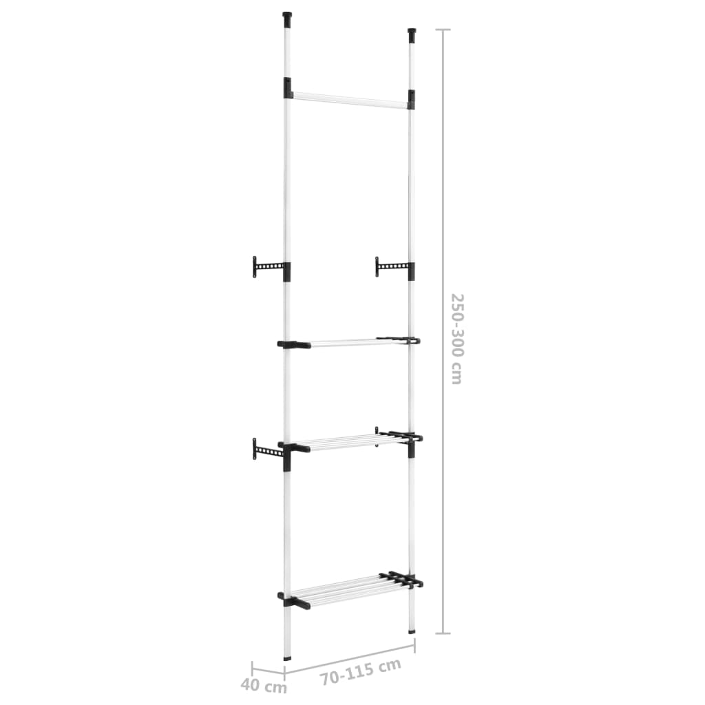 Telescopic Wardrobe System With Rods And Shelf Aluminum