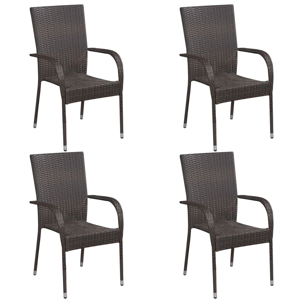 Stackable Patio Chairs 2 Pcs Poly Rattan