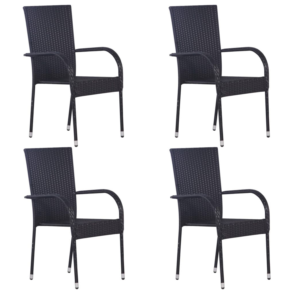 Stackable Patio Chairs 2 Pcs Poly Rattan