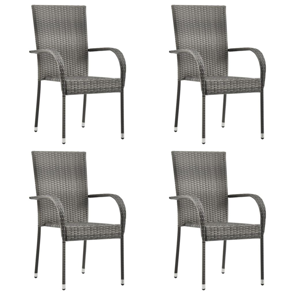 Stackable Patio Chairs 2 Pcs Poly Rattan