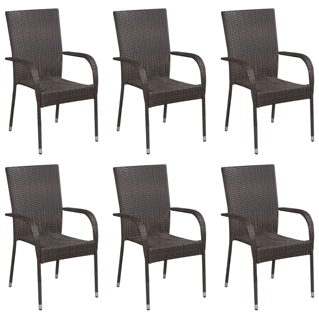 Stackable Patio Chairs 2 Pcs Poly Rattan