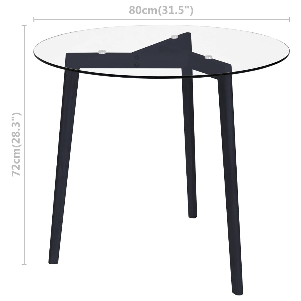 Dining Table Transparent 31.5&quot; Tempered Glass