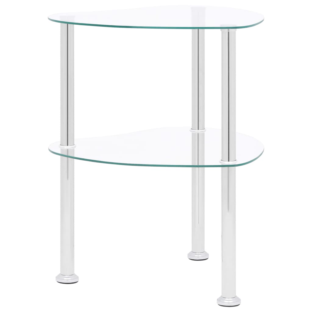 2-Tier Side Table 15&quot; Tempered Glass