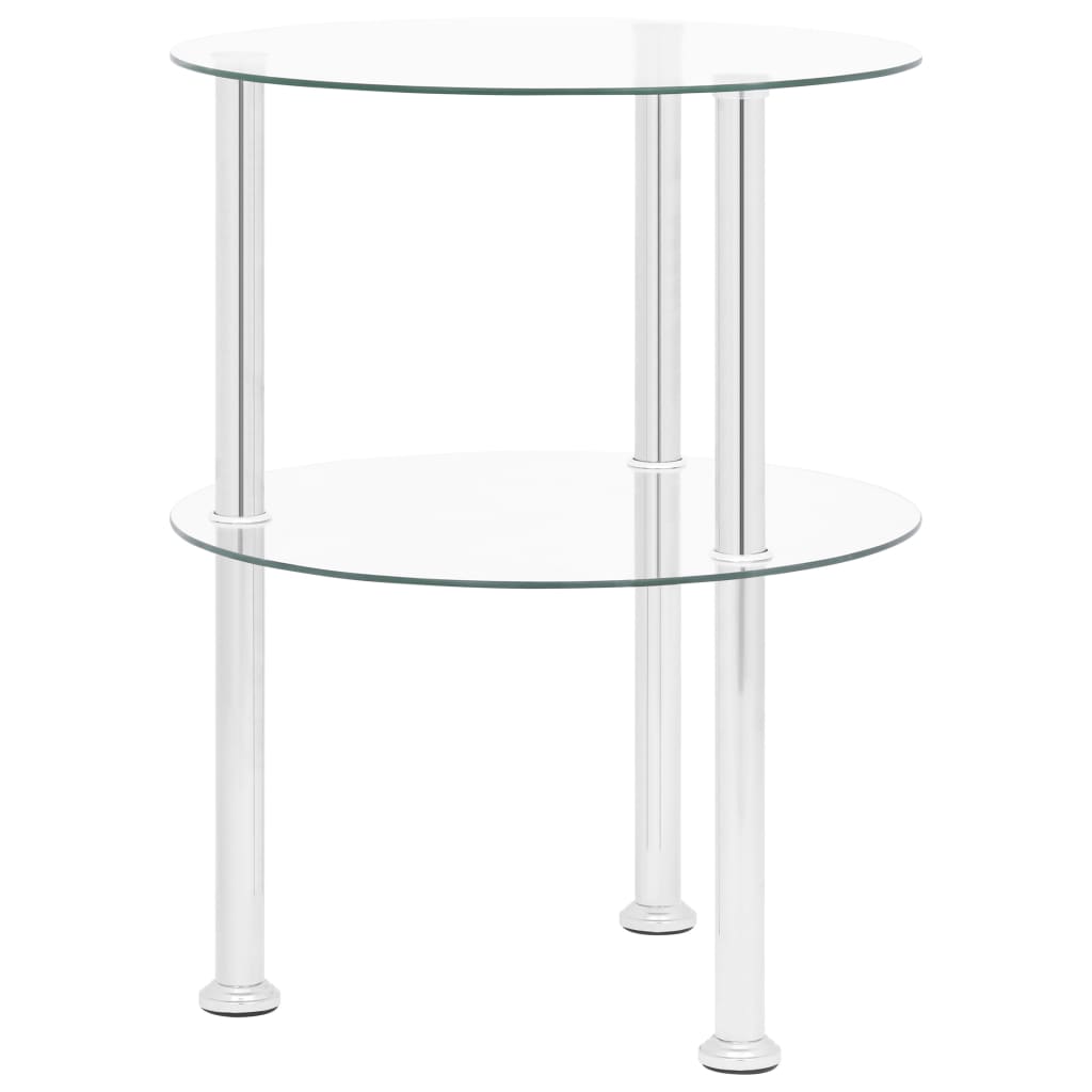 2-Tier Side Table 15&quot; Tempered Glass