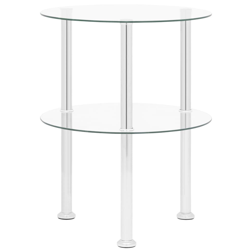 2-Tier Side Table 15&quot; Tempered Glass