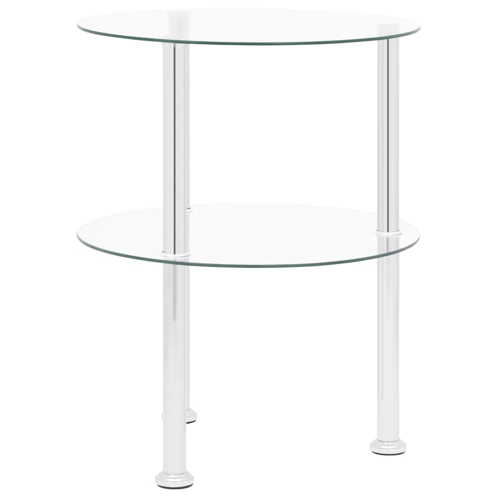 2-Tier Side Table 15&quot; Tempered Glass