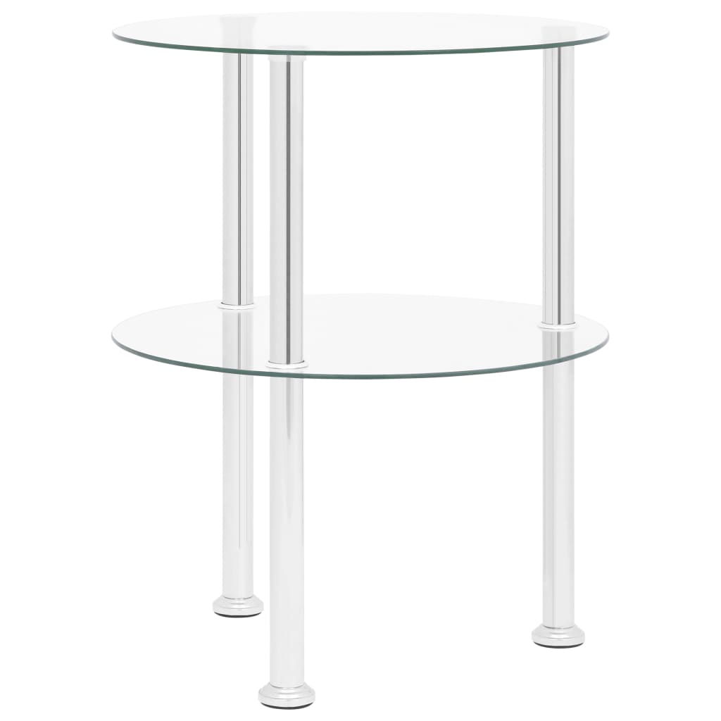 2-Tier Side Table 15&quot; Tempered Glass