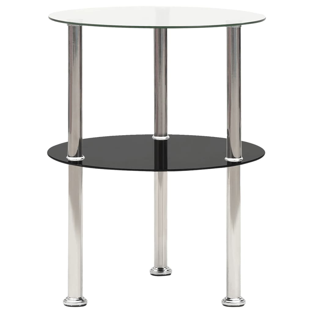 2-Tier Side Table 15&quot; Tempered Glass