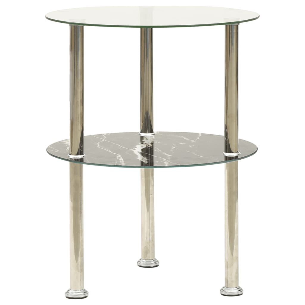 2-Tier Side Table 15&quot; Tempered Glass