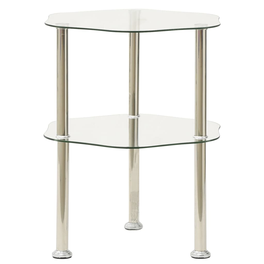 2-Tier Side Table 15&quot; Tempered Glass