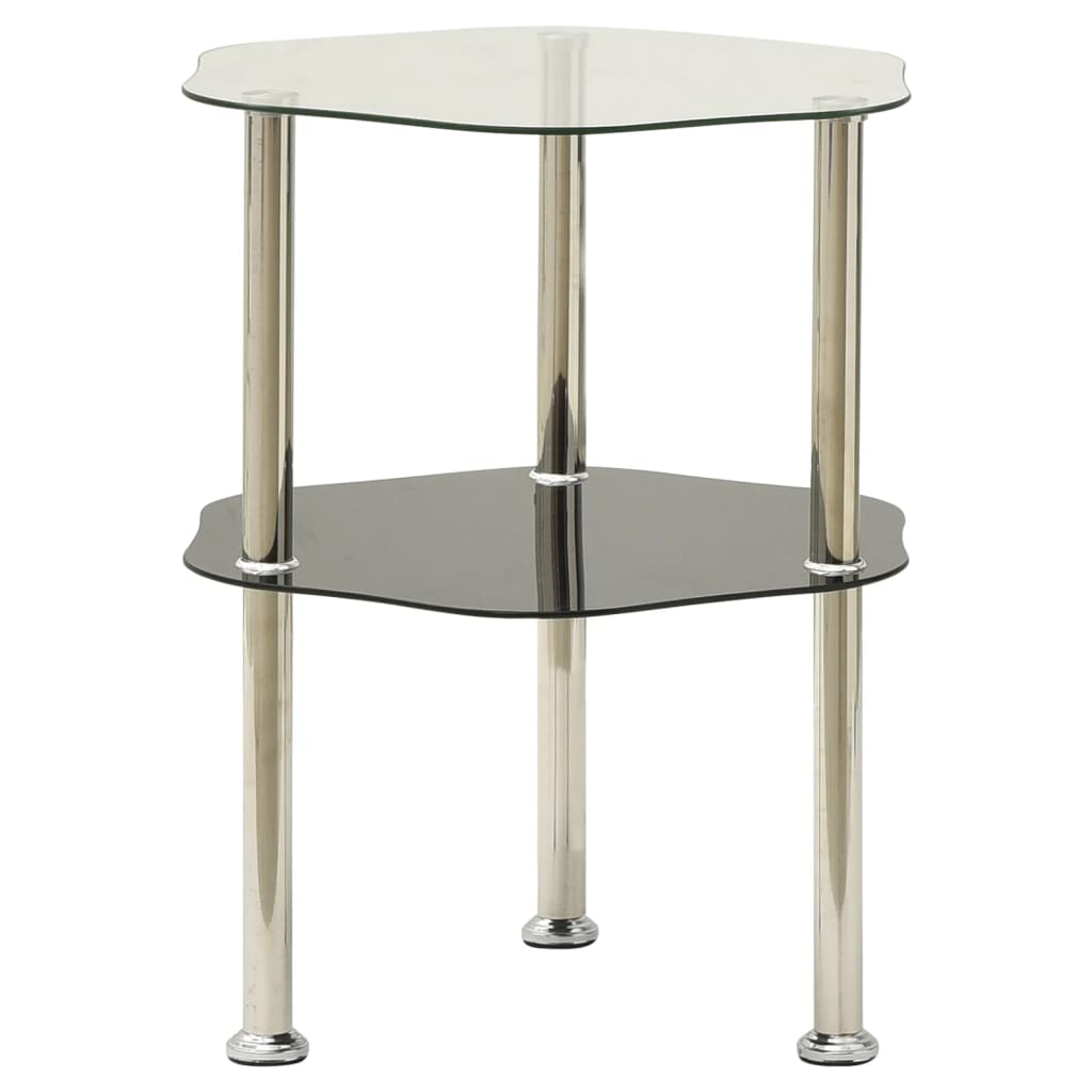 2-Tier Side Table 15&quot; Tempered Glass