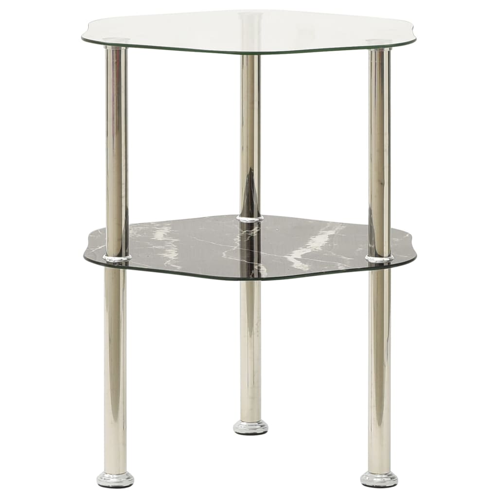 2-Tier Side Table 15&quot; Tempered Glass