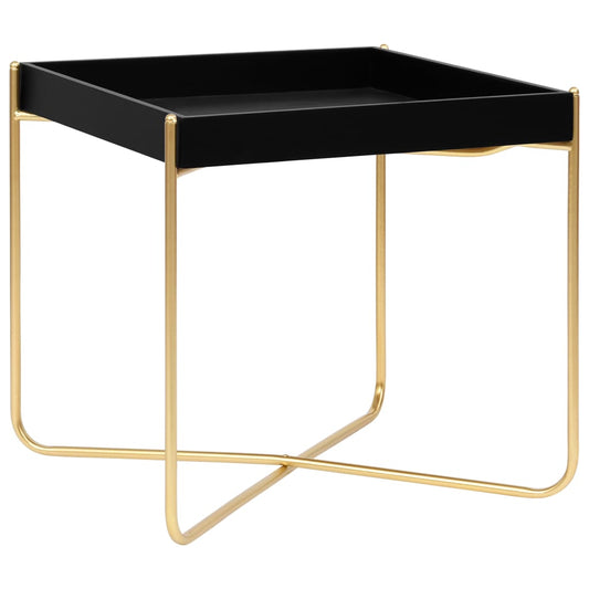 Side Table Black And Gold 15&quot;X15&quot;X15.2&quot; Mdf