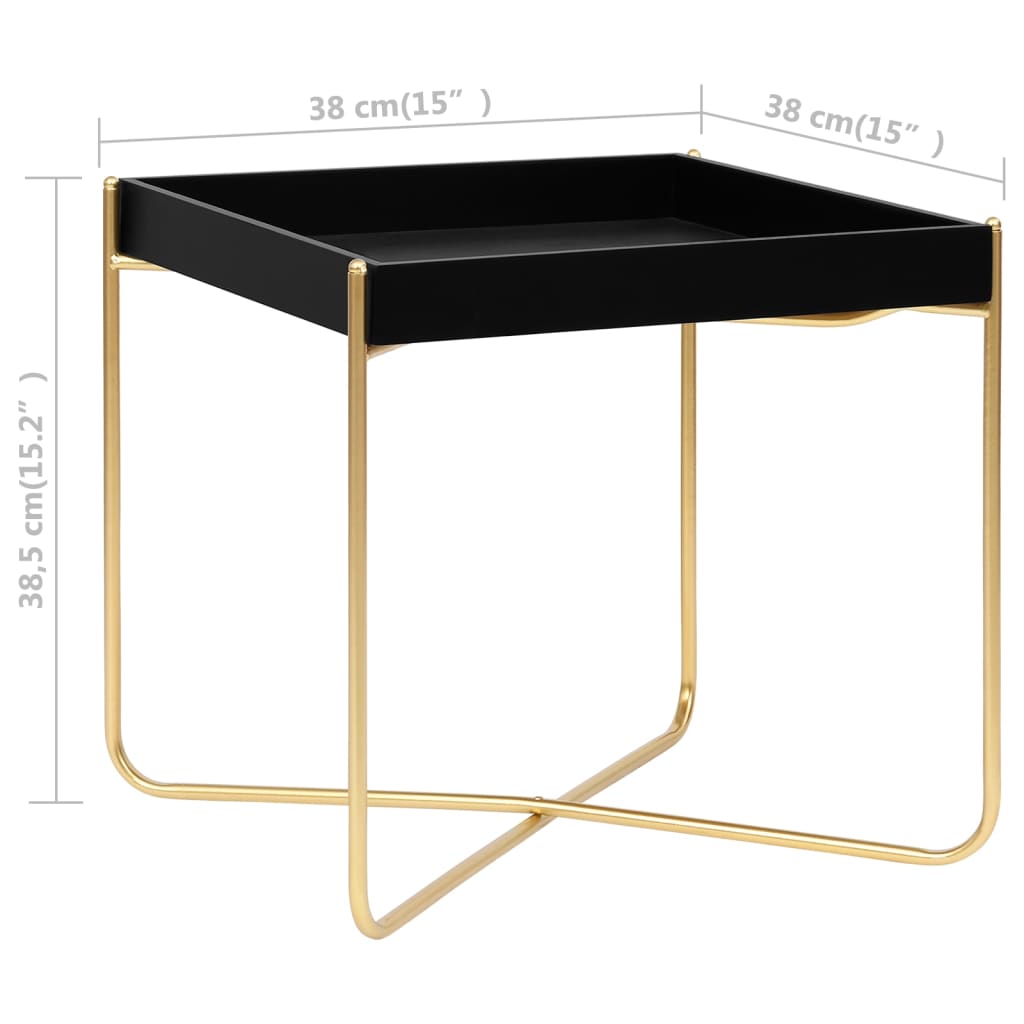 Side Table Black And Gold 15&quot;X15&quot;X15.2&quot; Mdf