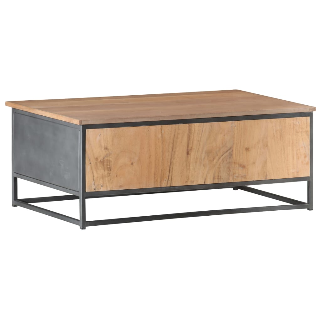 Coffee Table Gray 35.4&quot;X19.7&quot;X13.8&quot; Solid Acacia Wood