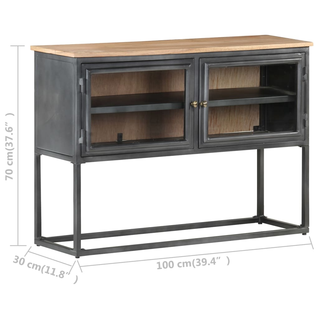 Sideboard Gray 39.4&quot;X11.8&quot;X27.6&quot; Solid Acacia Wood