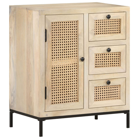 Sideboard 23.6&quot;X13.8&quot;X27.6&quot; Solid Mango Wood And Natural Cane