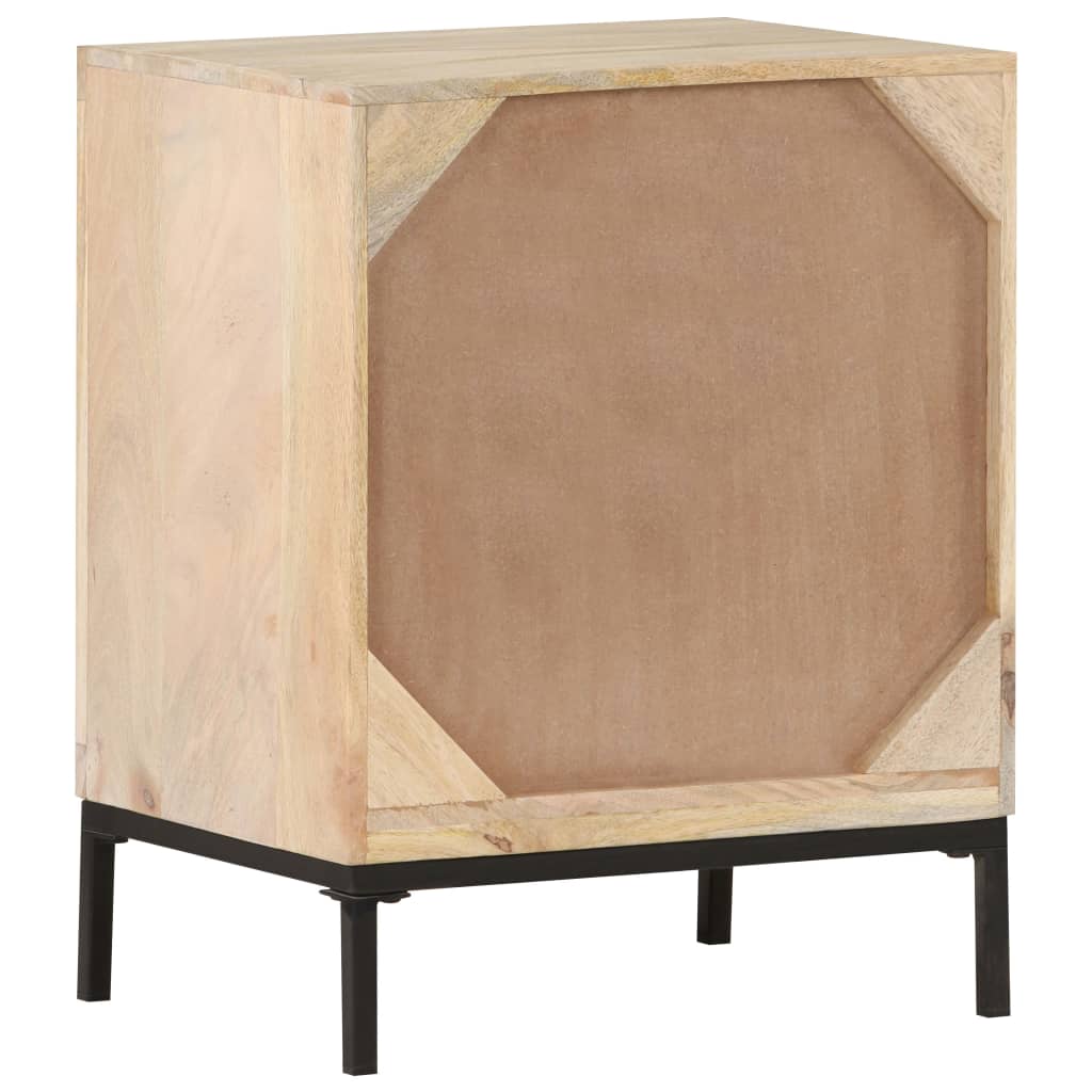 Bedside Cabinet 15.7&quot;X11.8&quot;X19.7&quot; Solid Mango Wood And Natural Cane