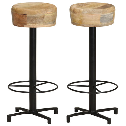 Bar Stools 2 Pcs Solid Mango Wood