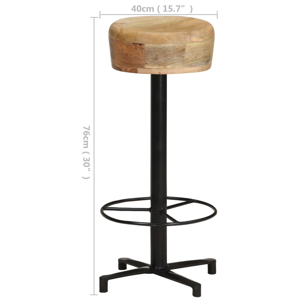 Bar Stools 2 Pcs Solid Mango Wood