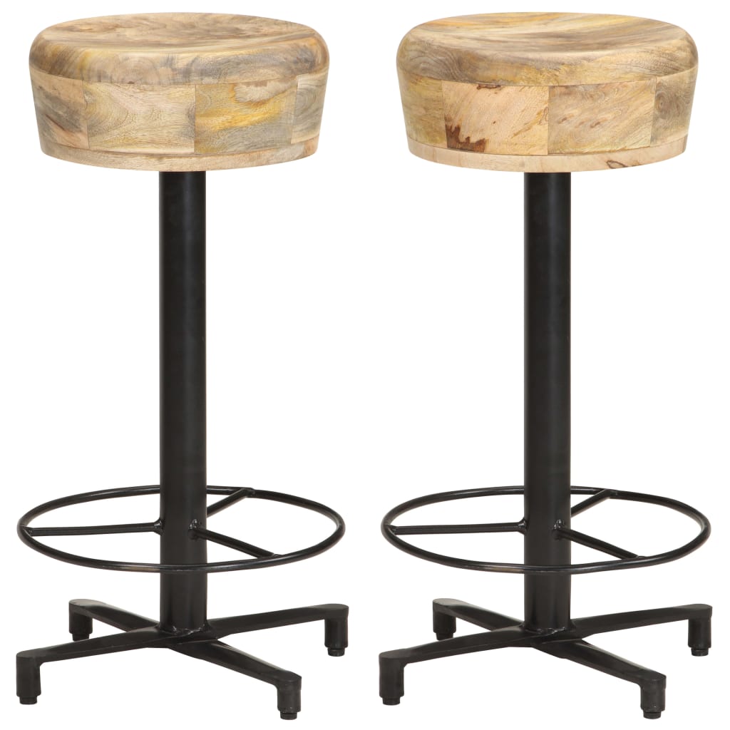 Bar Stools 2 Pcs Solid Mango Wood