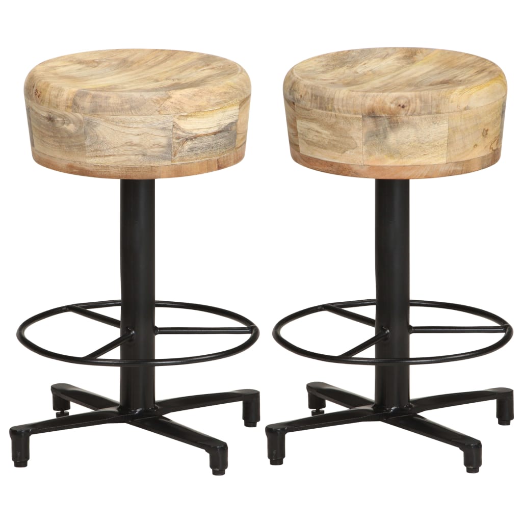 Bar Stools 2 Pcs Solid Mango Wood