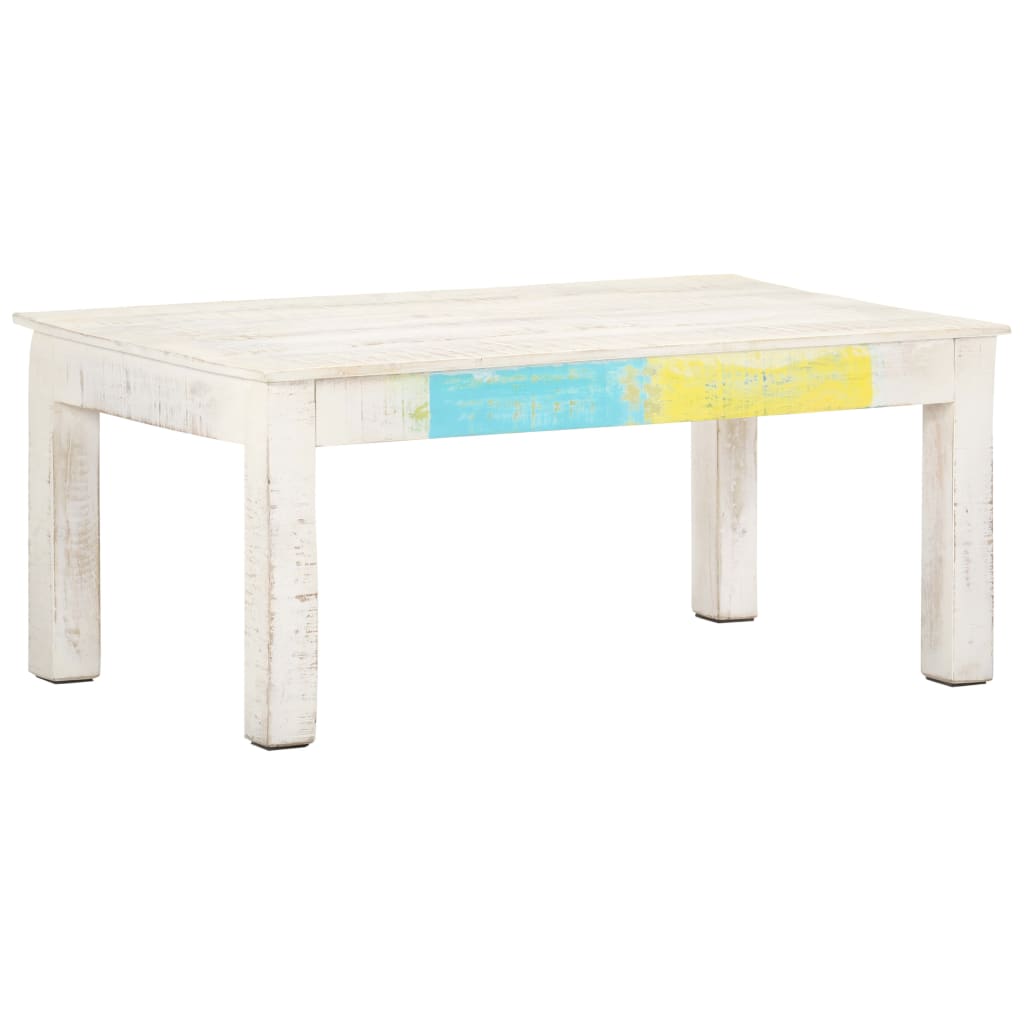 Coffee Table White 43.3&quot;X23.6&quot;X17.7&quot; Solid Mango Wood